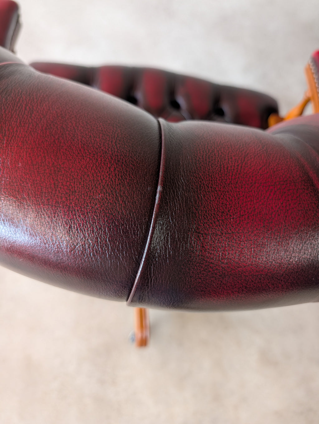 Oxblood Red Leather Captains Chair Chesterfield Swivel Office Desk Chair