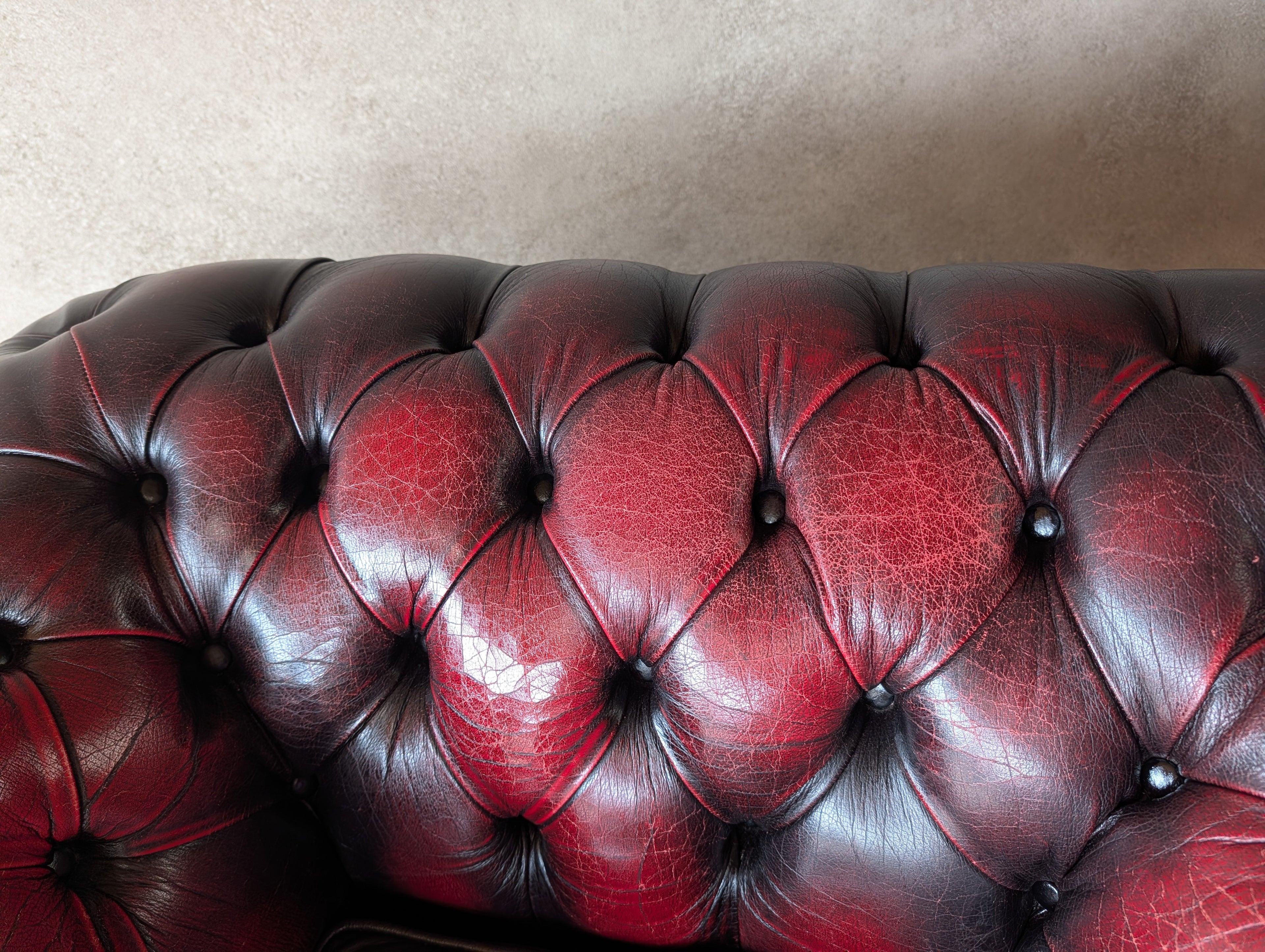 Vintage Oxblood Red Leather Club Chair Button Chesterfield Armchair
