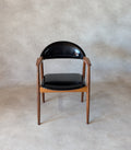Mid Century Norwegian Teak Armchair Desk Chair Black Vinyl Vintage MCM Carver