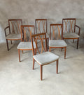 Set Of 6 Mid Century G plan Curve Back Teak Dining Chairs - Includes 2 carvers