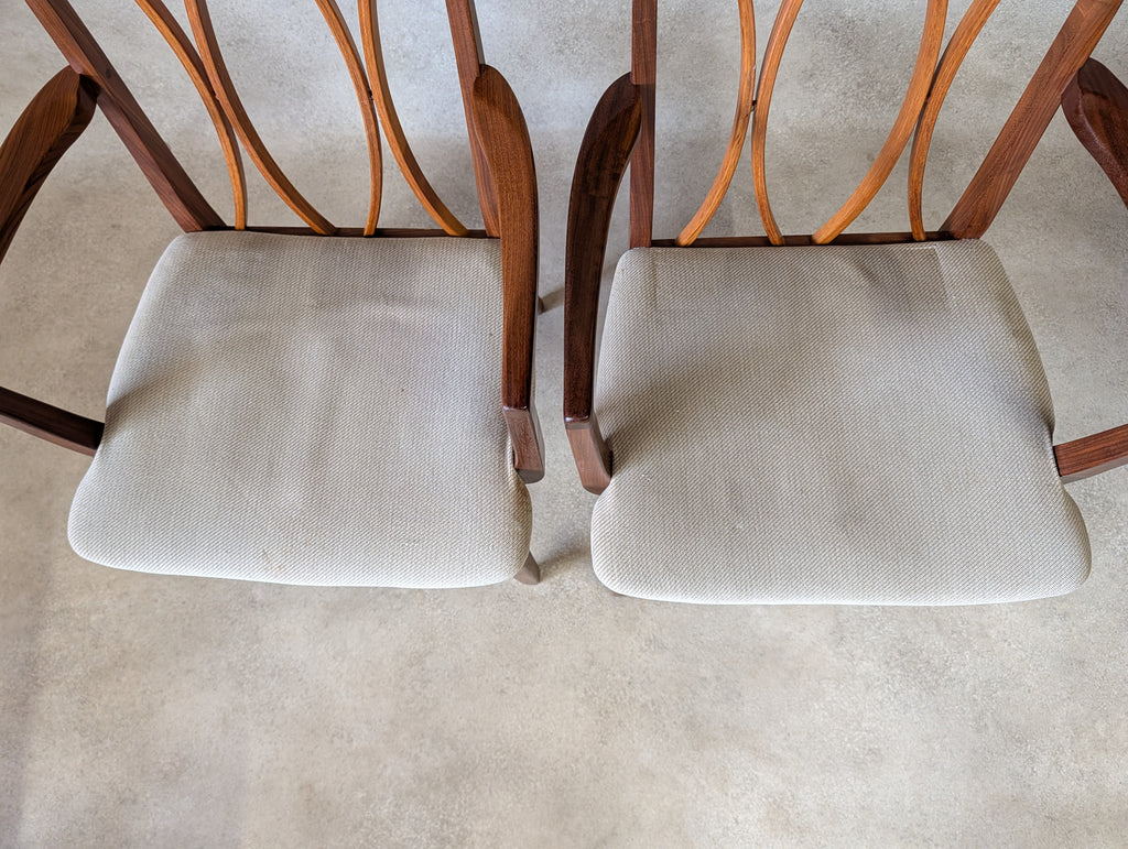 Set Of 6 Mid Century G plan Curve Back Teak Dining Chairs - Includes 2 carvers