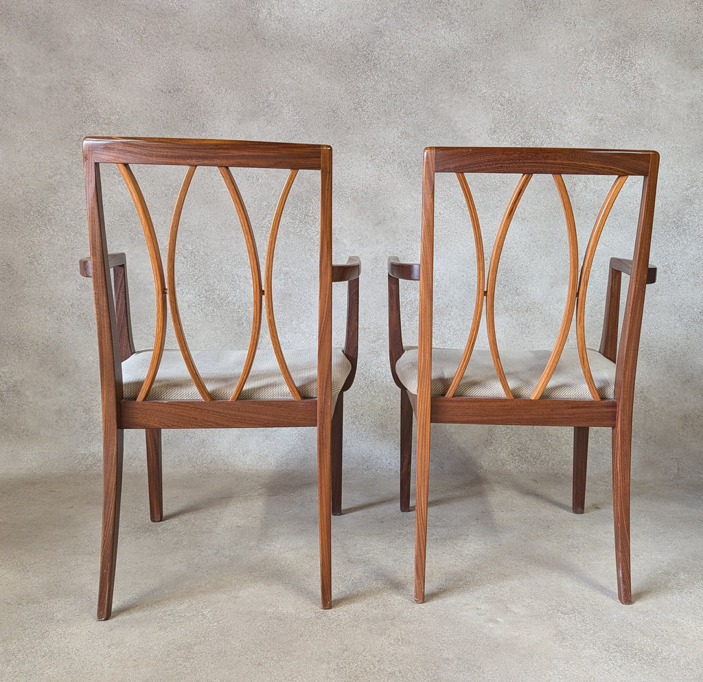 Set Of 6 Mid Century G plan Curve Back Teak Dining Chairs - Includes 2 carvers