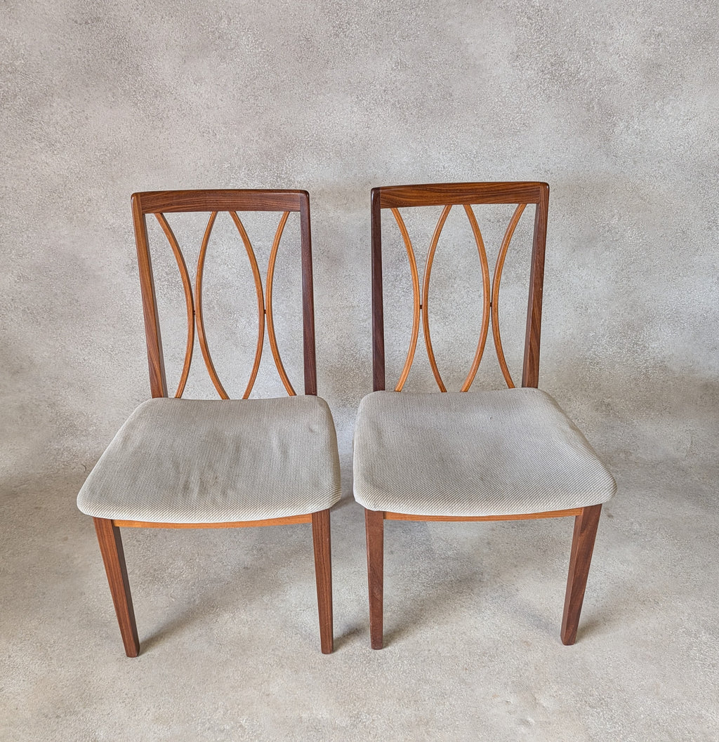 Set Of 6 Mid Century G plan Curve Back Teak Dining Chairs - Includes 2 carvers
