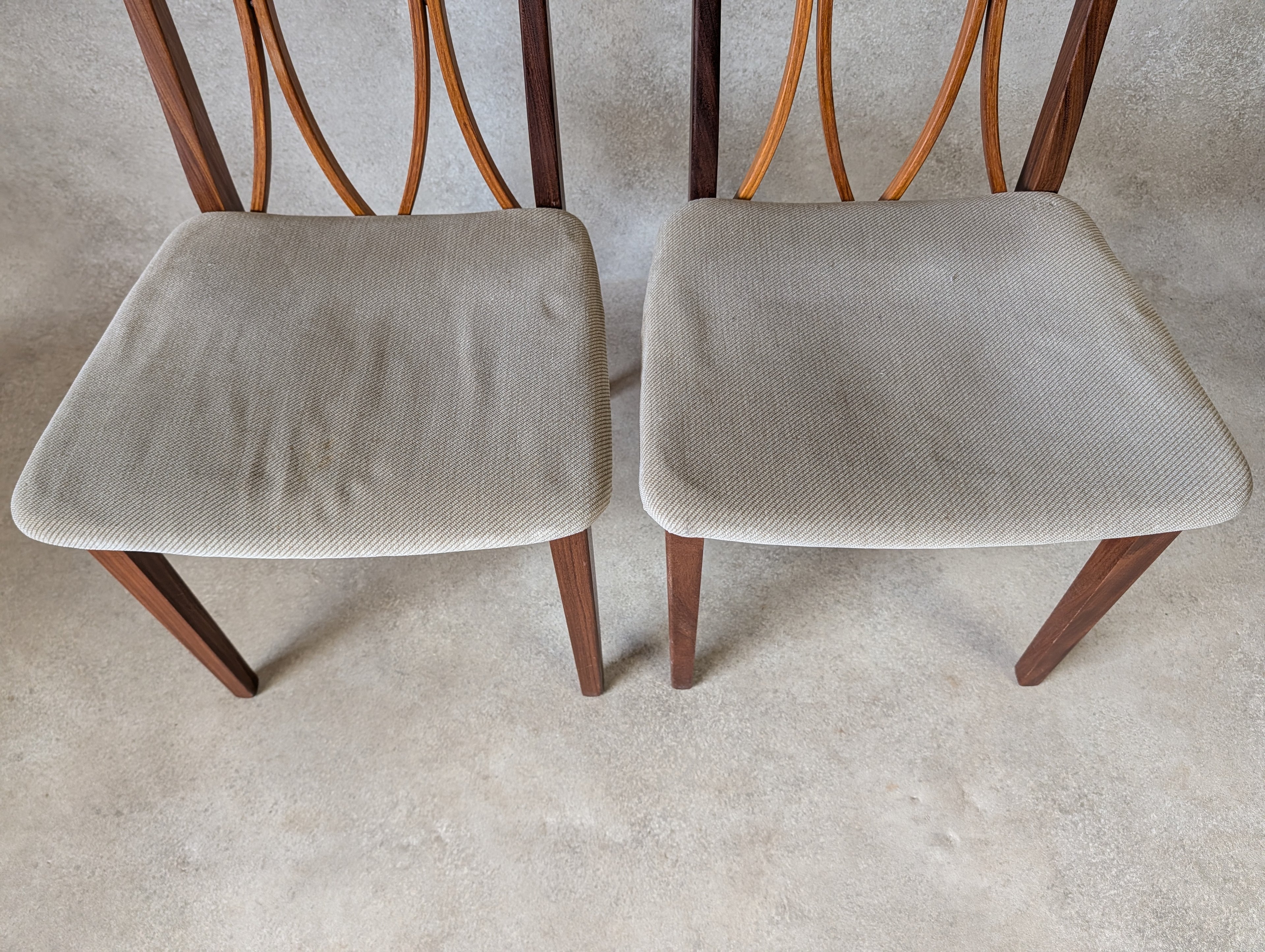 Set Of 6 Mid Century G plan Curve Back Teak Dining Chairs - Includes 2 carvers