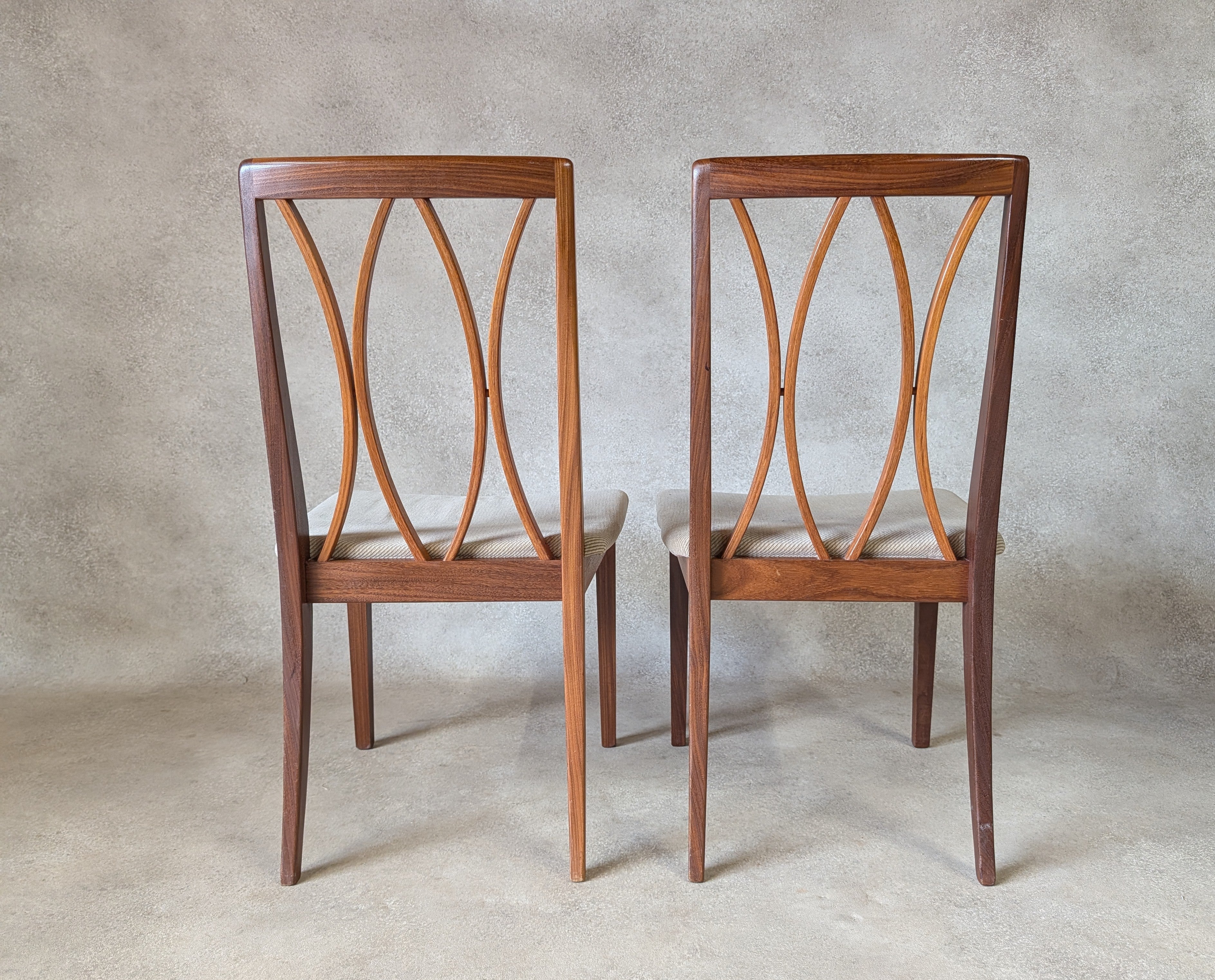 Set Of 6 Mid Century G plan Curve Back Teak Dining Chairs - Includes 2 carvers