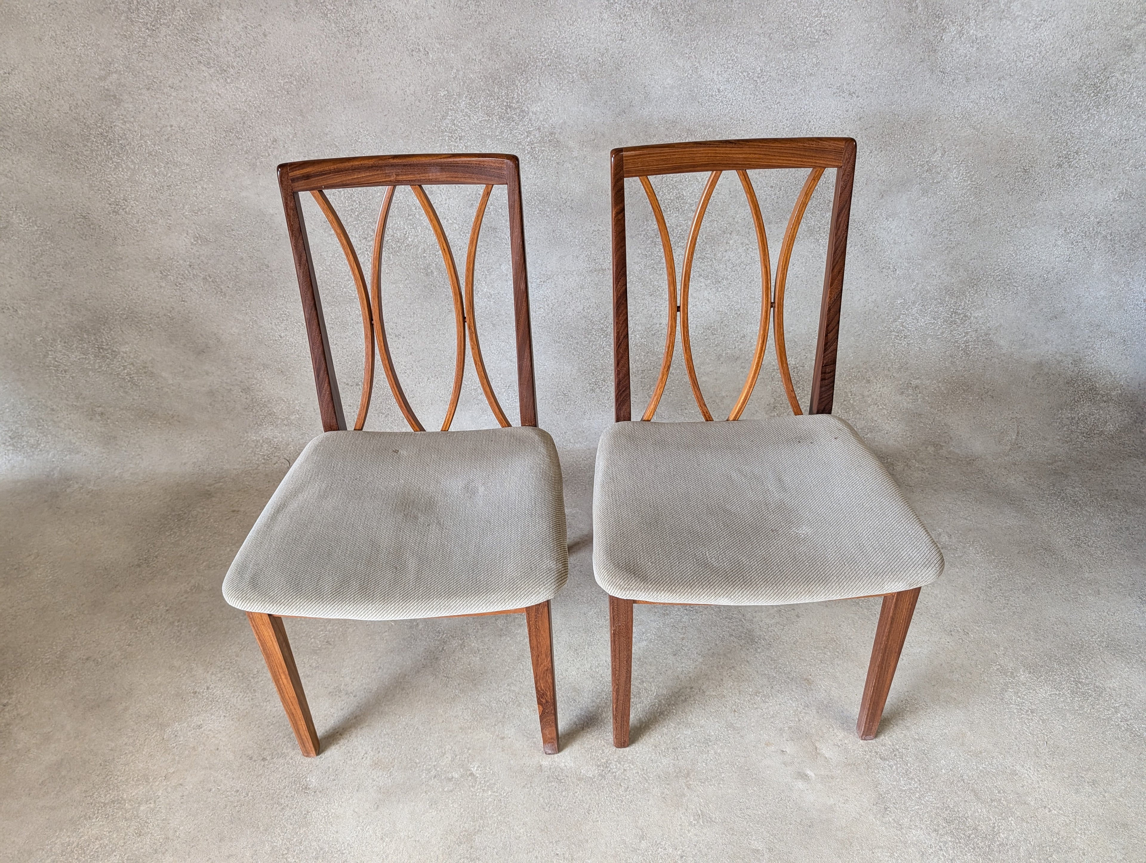 Set Of 6 Mid Century G plan Curve Back Teak Dining Chairs - Includes 2 carvers