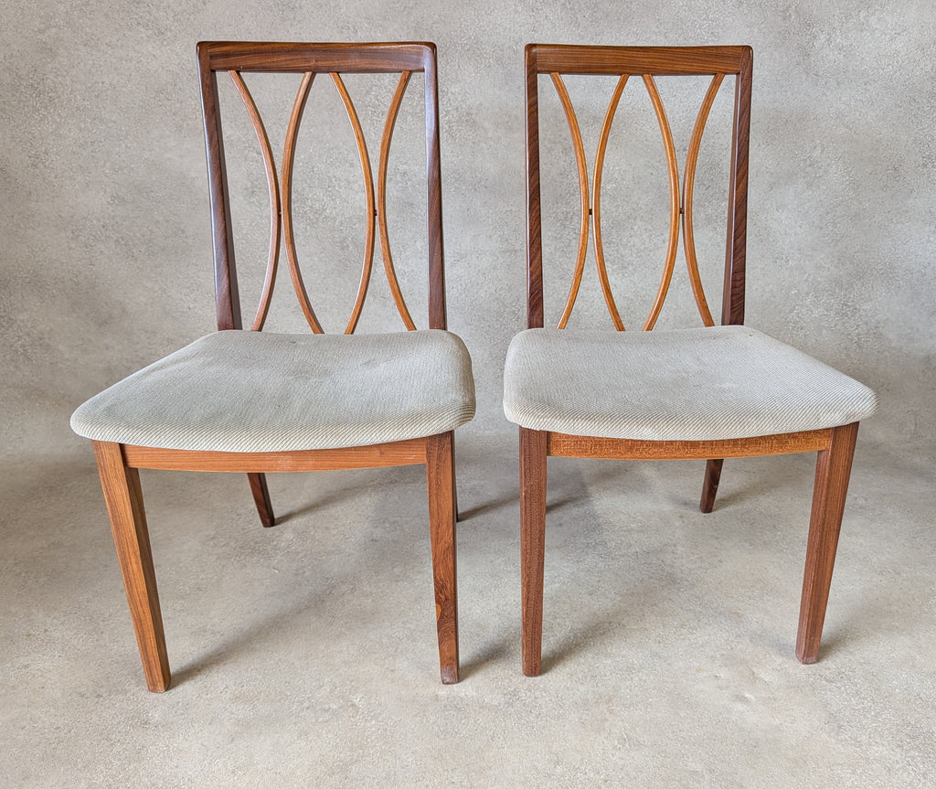 Set Of 6 Mid Century G plan Curve Back Teak Dining Chairs - Includes 2 carvers