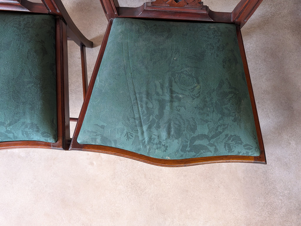 Vintage Set Of 8 Mahogany Chippendale Style Dining Chairs Includes 2 Carvers