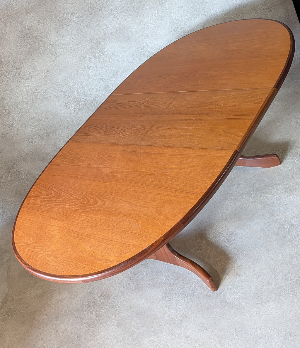 Mid Century G Plan Fresco Teak Extending Oval Dining Table - Vintage 1970s