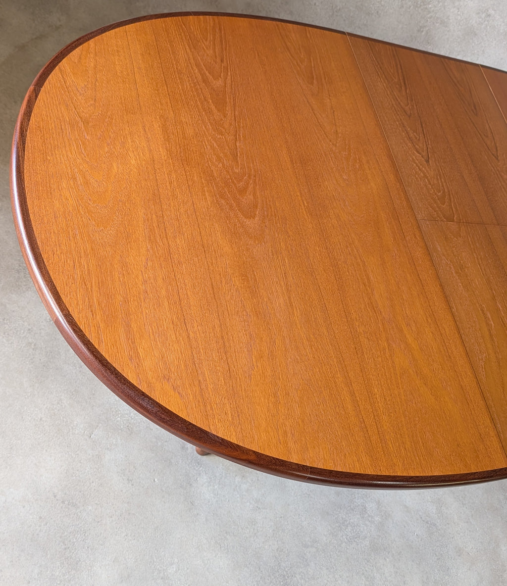 Mid Century G Plan Fresco Teak Extending Oval Dining Table - Vintage 1970s