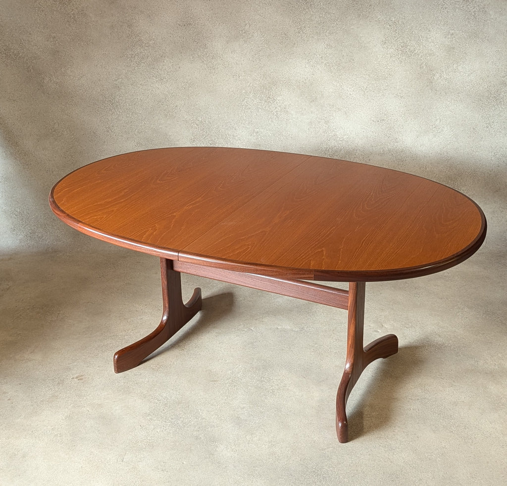 Mid Century G Plan Fresco Teak Extending Oval Dining Table - Vintage 1970s