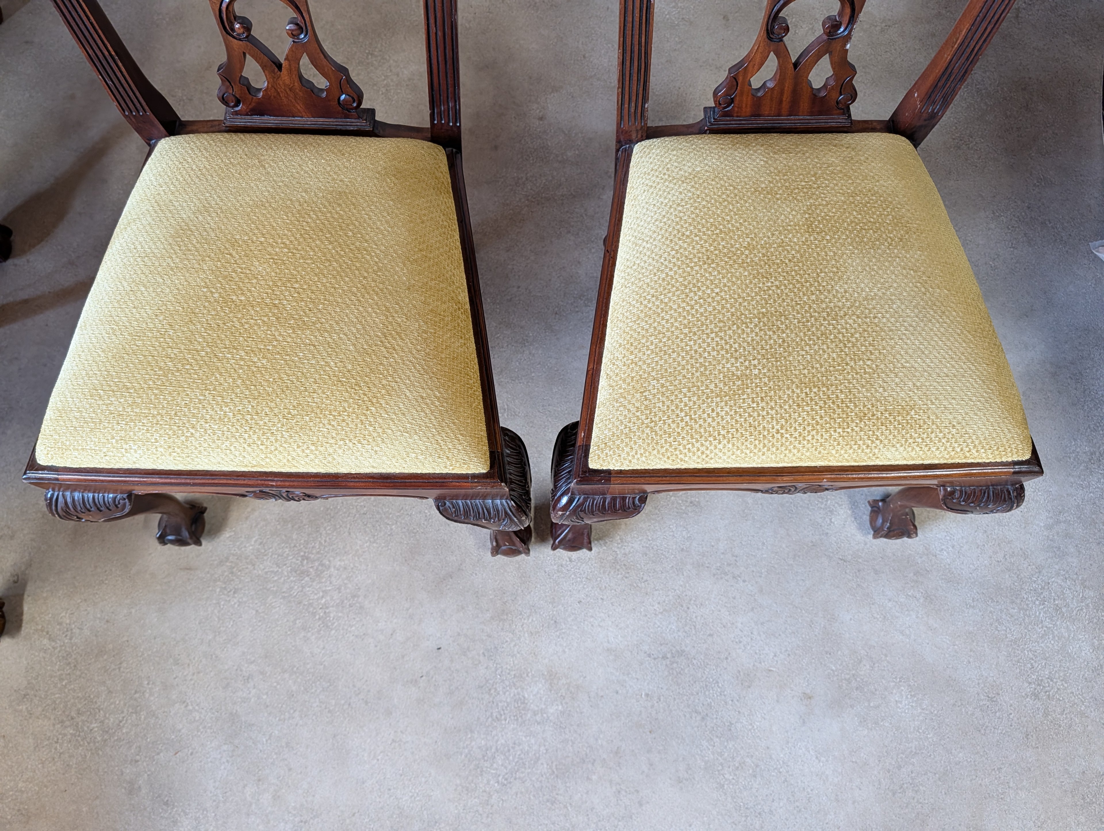 vintage Set Of 6 Mahogany Chippendale Style Dining Chairs With Ball & Claw Feet