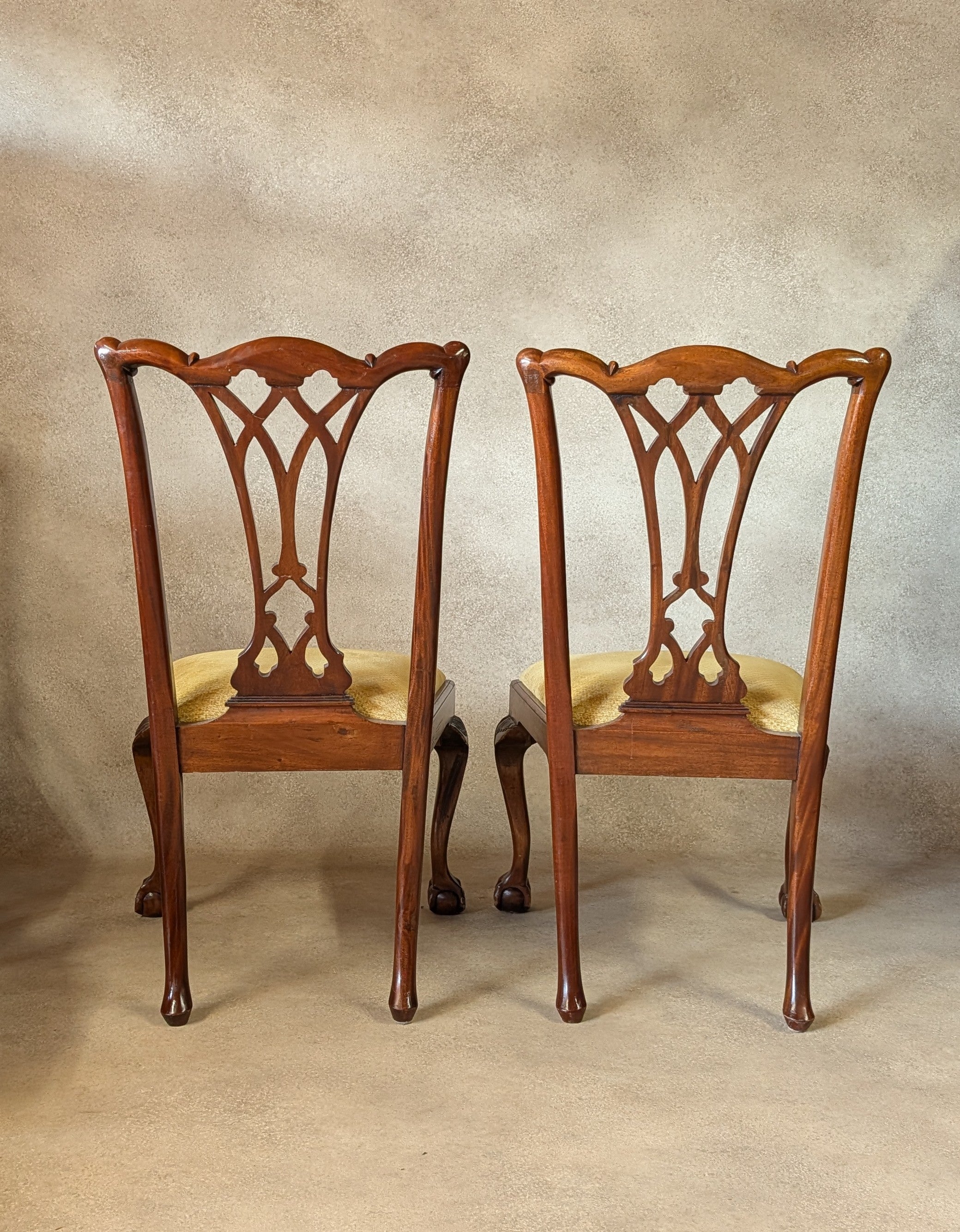 vintage Set Of 6 Mahogany Chippendale Style Dining Chairs With Ball & Claw Feet