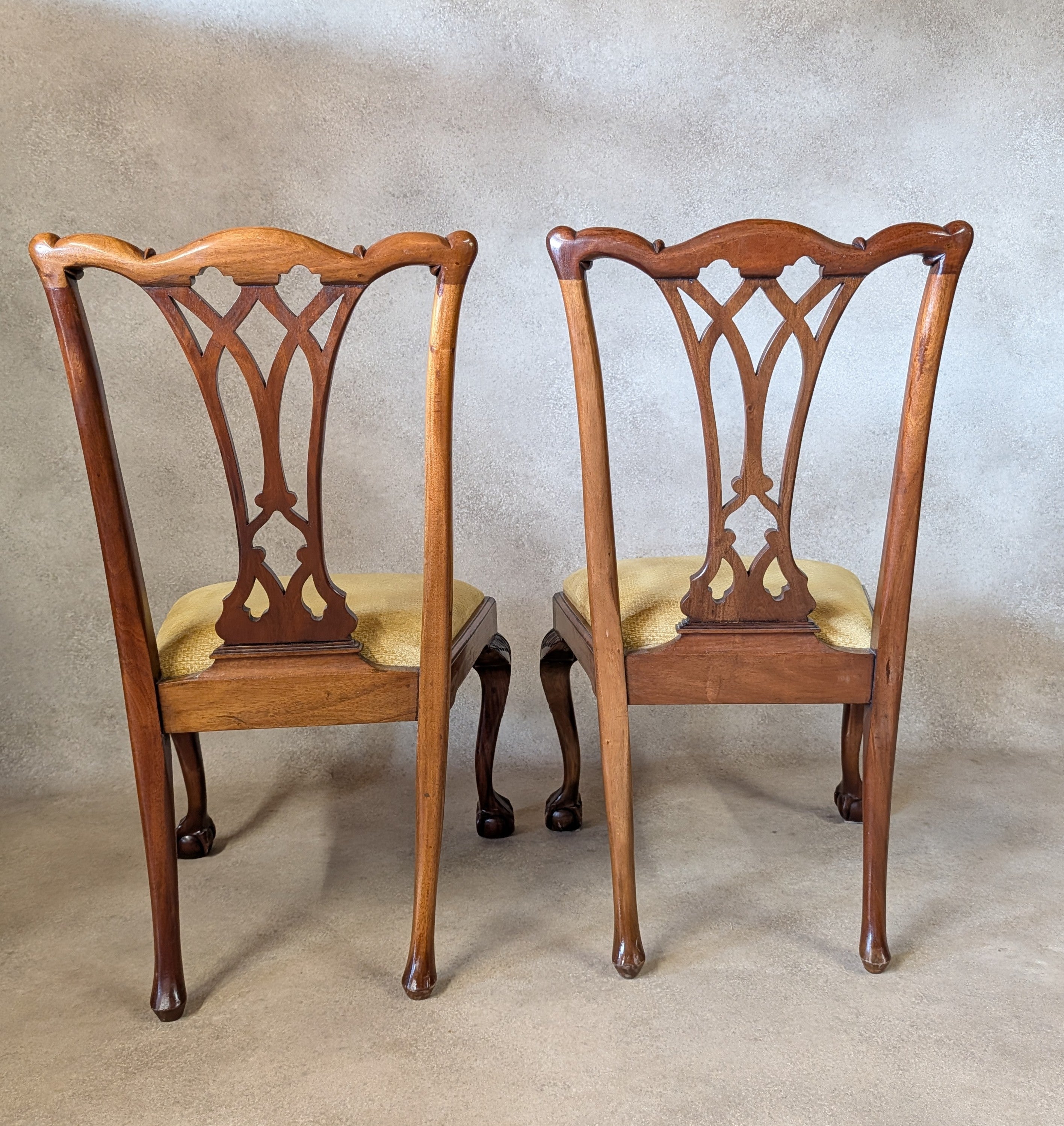 vintage Set Of 6 Mahogany Chippendale Style Dining Chairs With Ball & Claw Feet