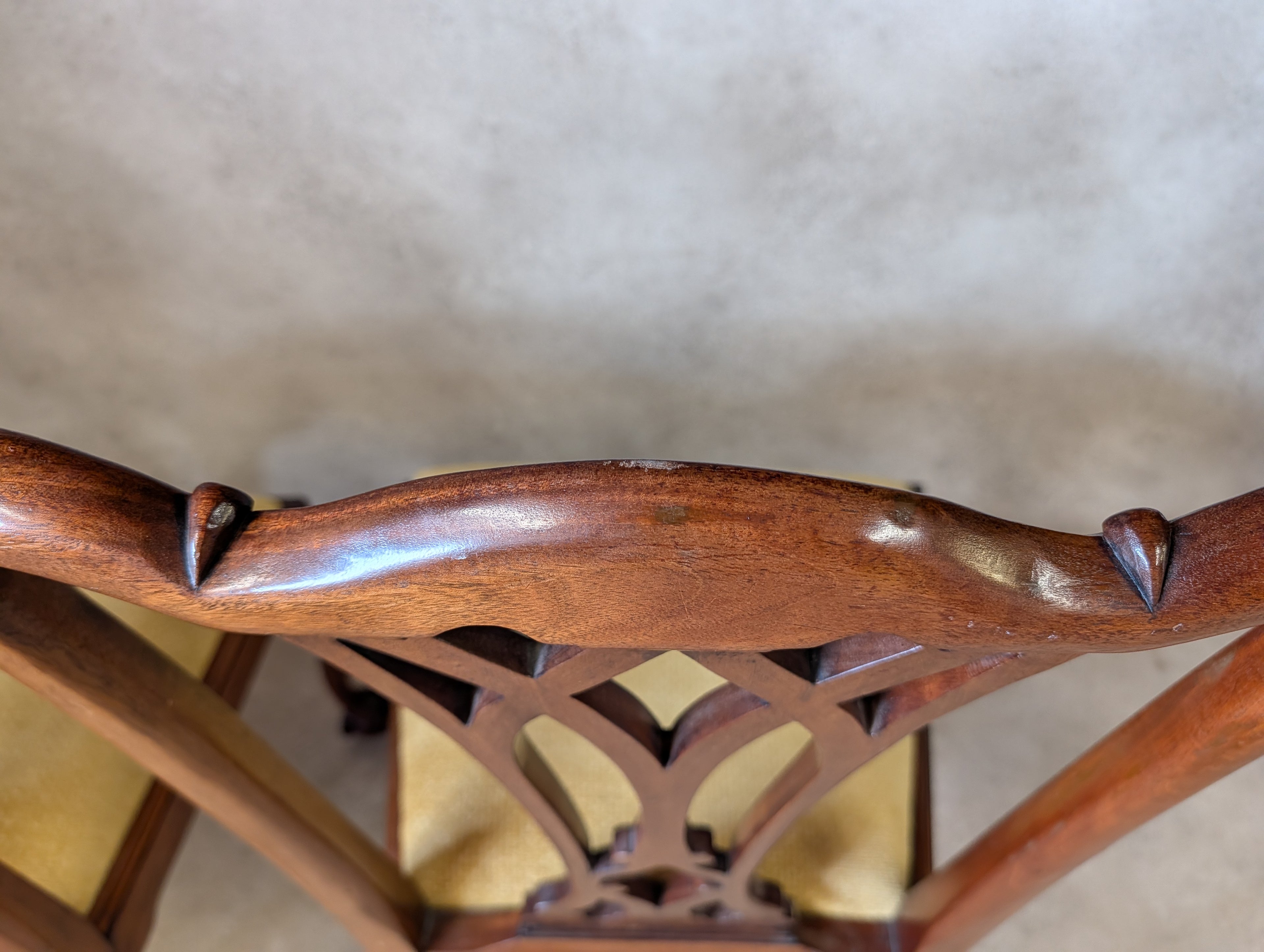 vintage Set Of 6 Mahogany Chippendale Style Dining Chairs With Ball & Claw Feet