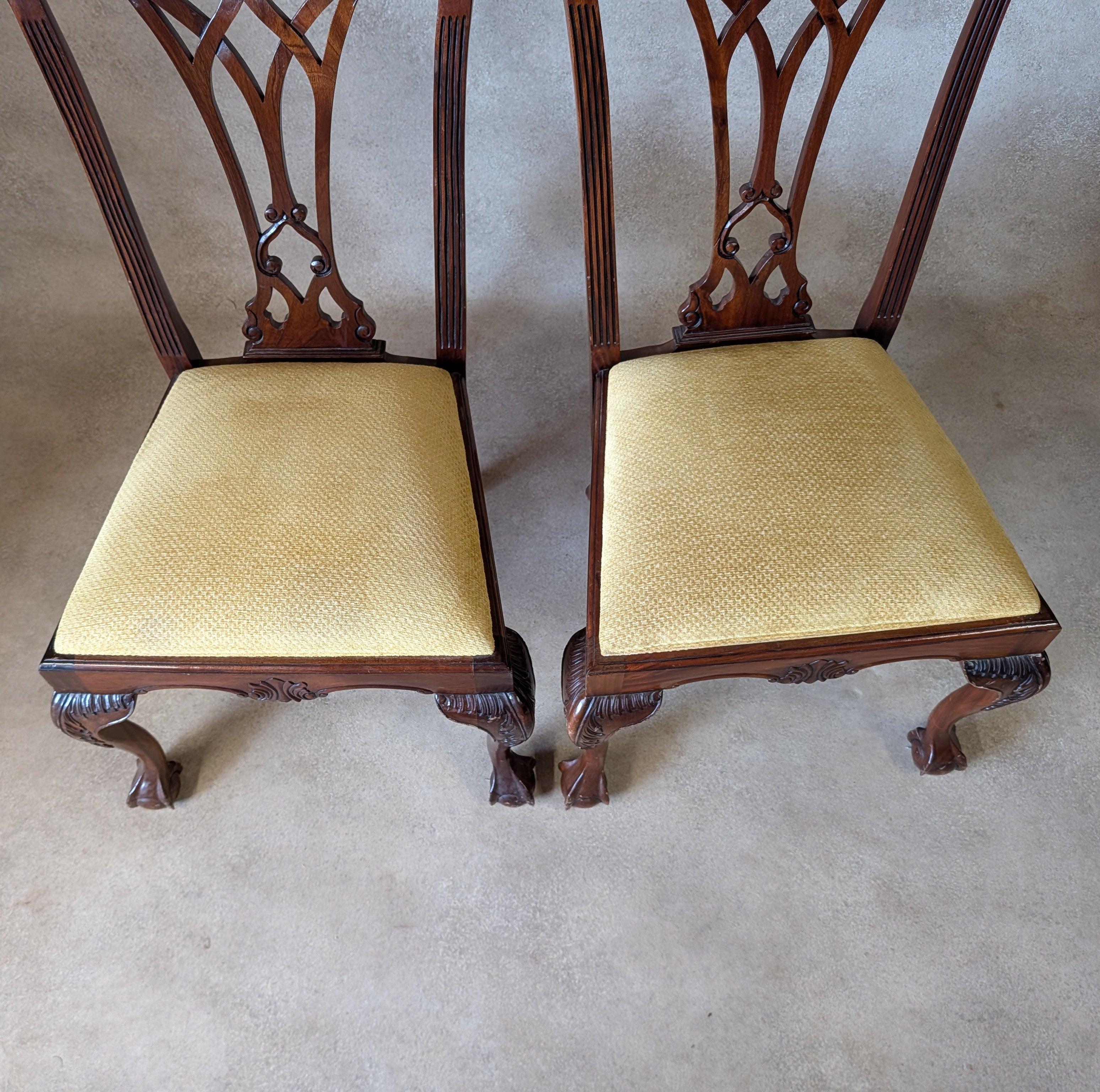 vintage Set Of 6 Mahogany Chippendale Style Dining Chairs With Ball & Claw Feet