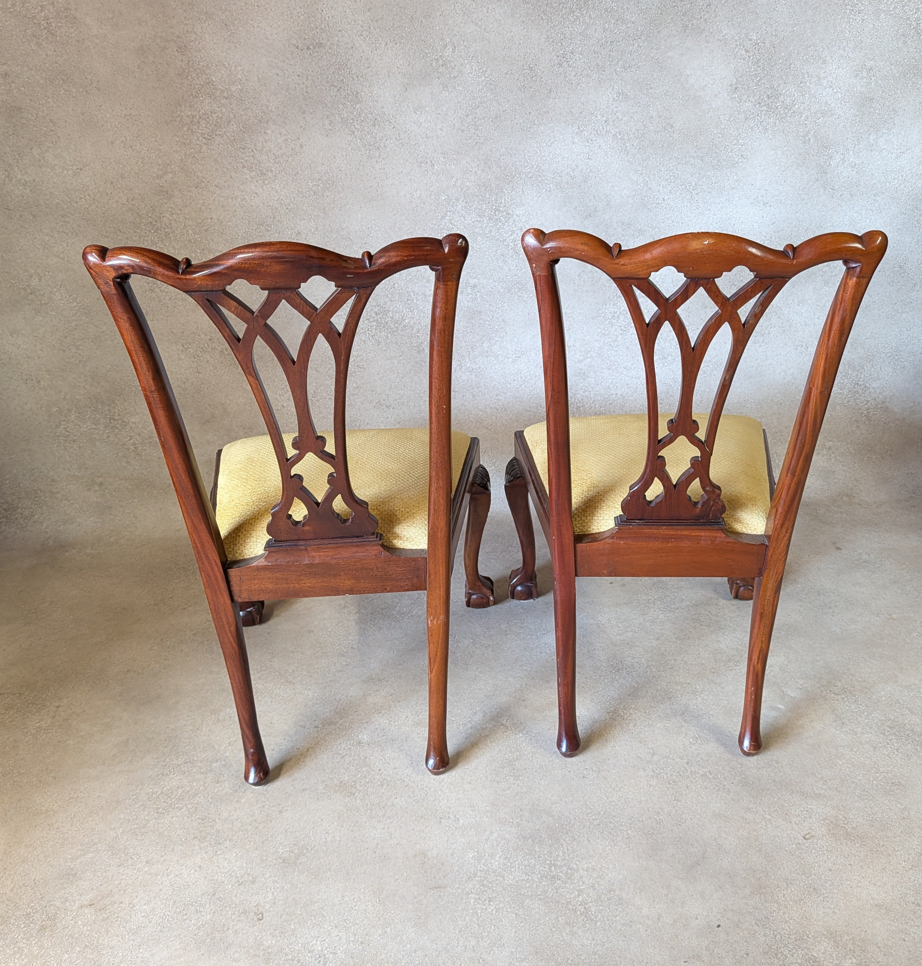 vintage Set Of 6 Mahogany Chippendale Style Dining Chairs With Ball & Claw Feet