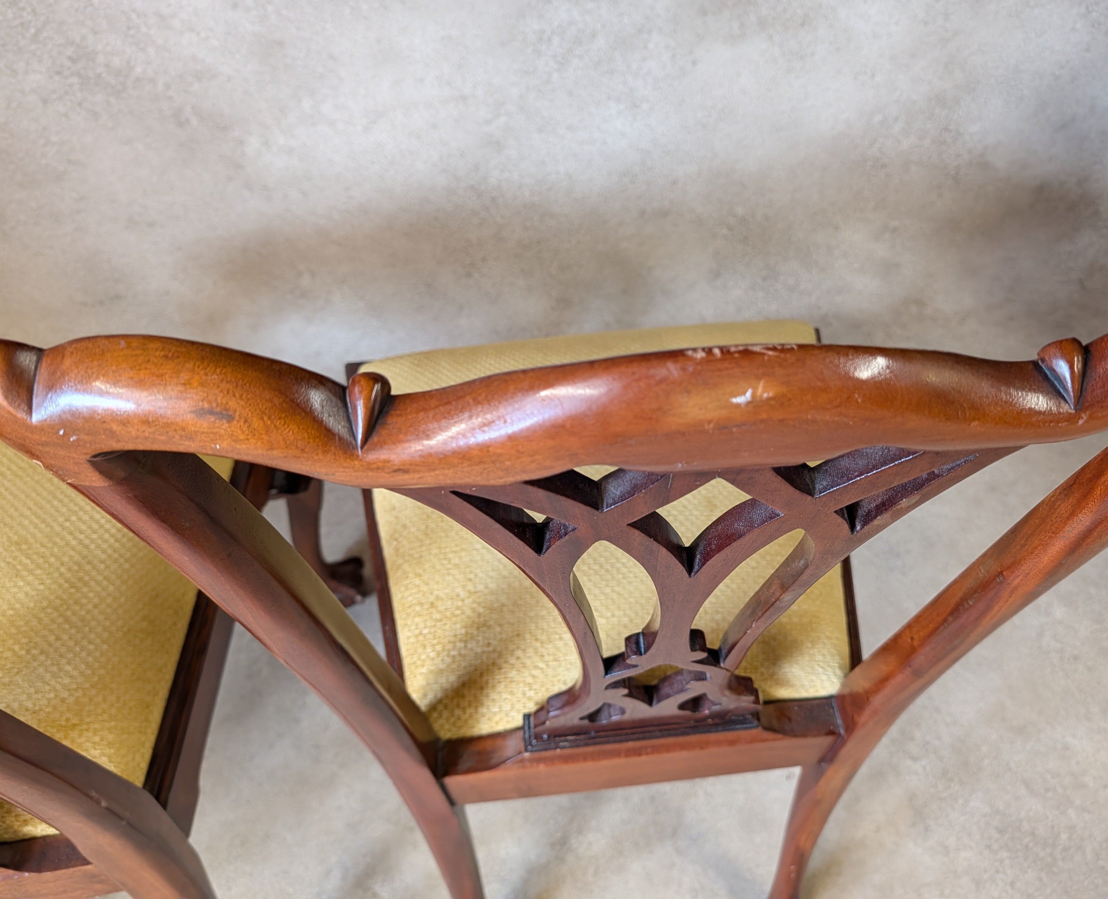 vintage Set Of 6 Mahogany Chippendale Style Dining Chairs With Ball & Claw Feet
