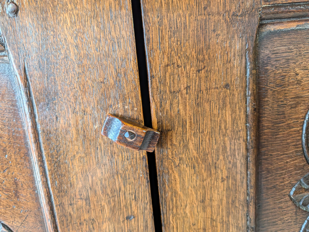 Antique Oak Arts & Crafts Style Jacobean Revival Hall Wardrobe Cupboard