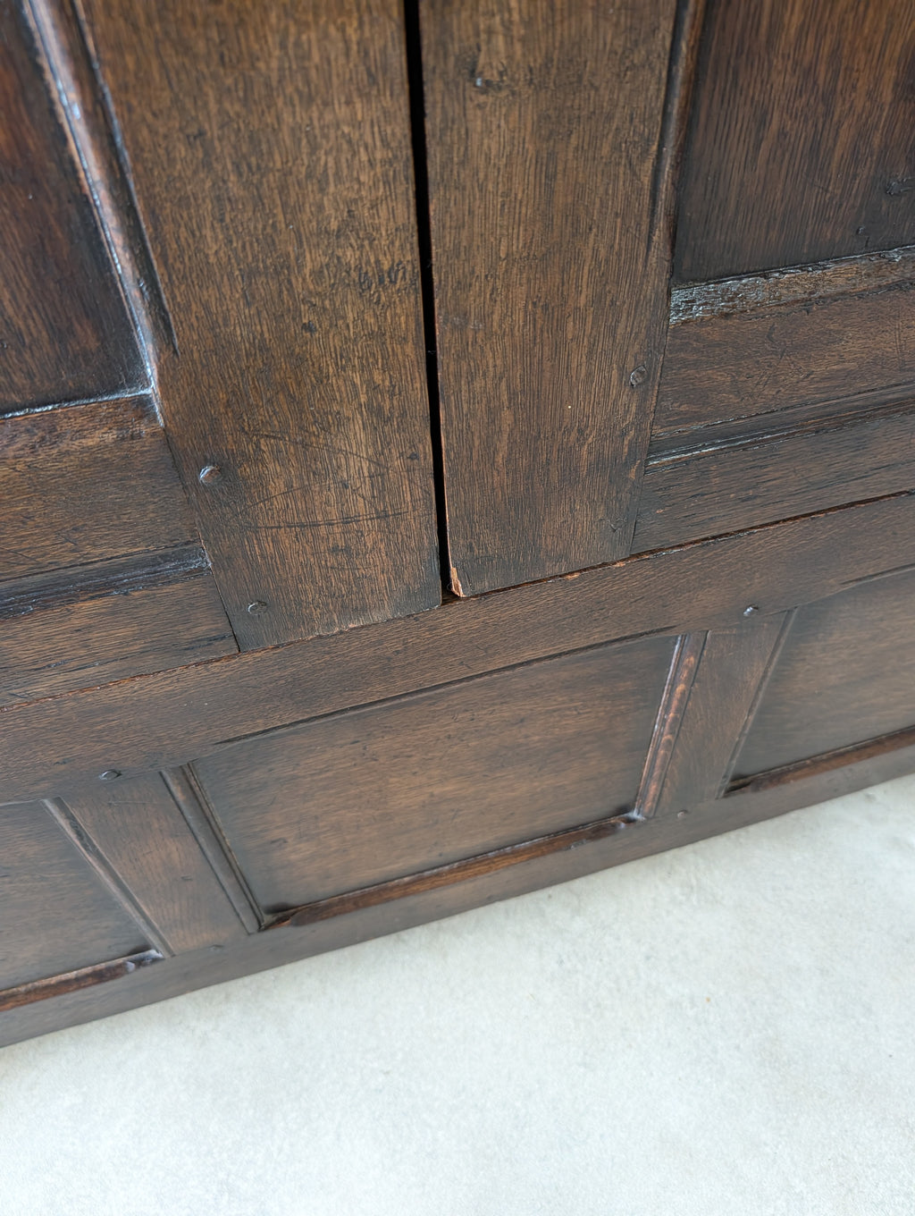 Antique Oak Arts & Crafts Style Jacobean Revival Hall Wardrobe Cupboard