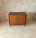 Mid Century Walnut Tambour Door Record Cabinet / LP Vinyl Storage Cupboard 1960s