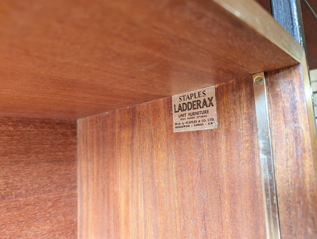 Staples Ladderax Mid Century Teak 3 Bay Modular Shelving Wall Units 1960s