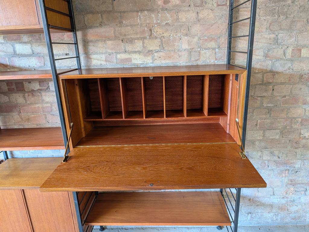 Staples Ladderax Mid Century Teak 3 Bay Modular Shelving Wall Units 1960s