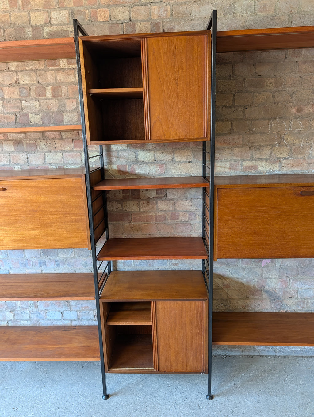 Staples Ladderax Mid Century Teak 3 Bay Modular Shelving Wall Units 1960s