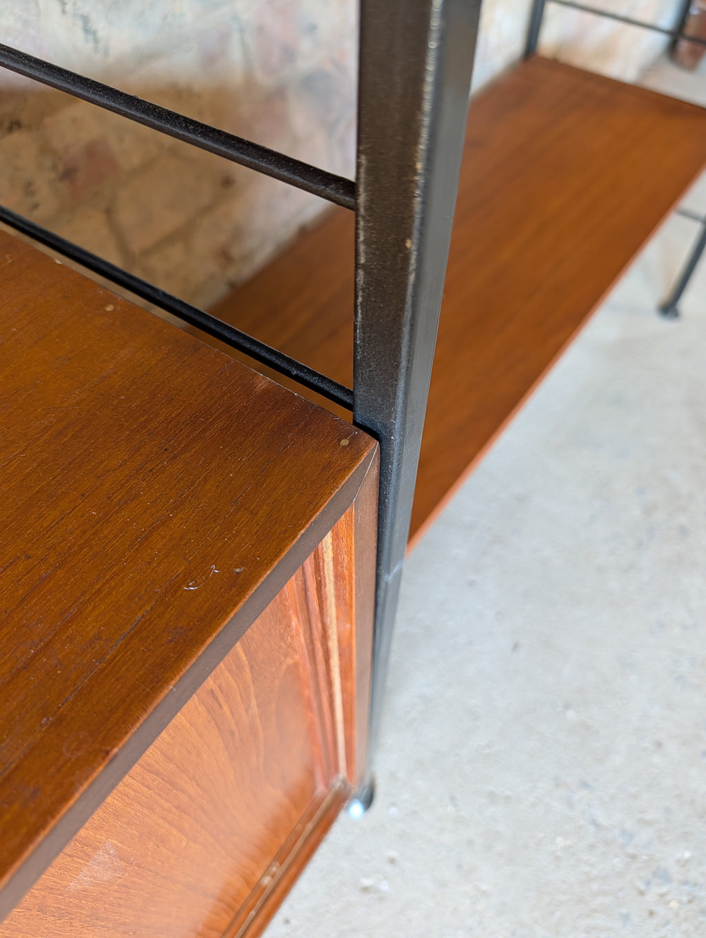 Staples Ladderax Mid Century Teak 3 Bay Modular Shelving Wall Units 1960s