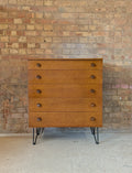 Mid Century Avalon Teak Chest Of Drawers On Hair Pin Legs - Vintage 1960s