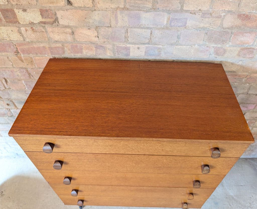 Mid Century Avalon Teak Chest Of Drawers On Hair Pin Legs - Vintage 1960s