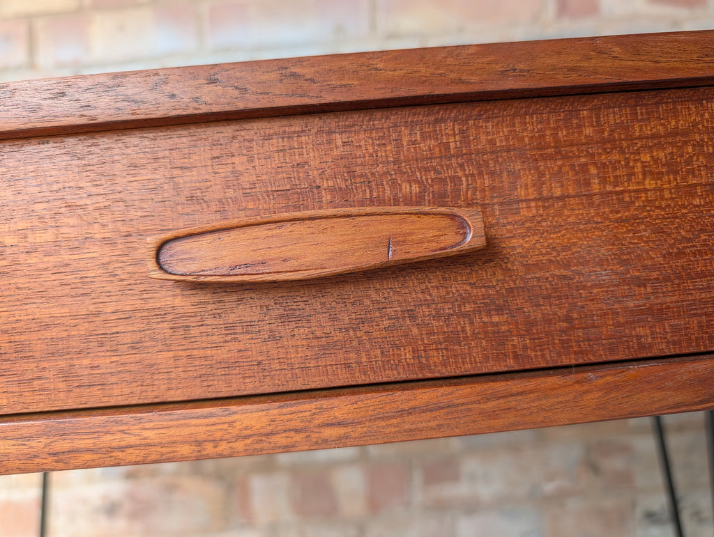 Mid Century Teak Avalon Side Table Vintage Hall / Console Table On Hair Pin Legs