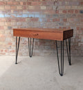 Mid Century Teak Avalon Side Table Vintage Hall / Console Table On Hair Pin Legs