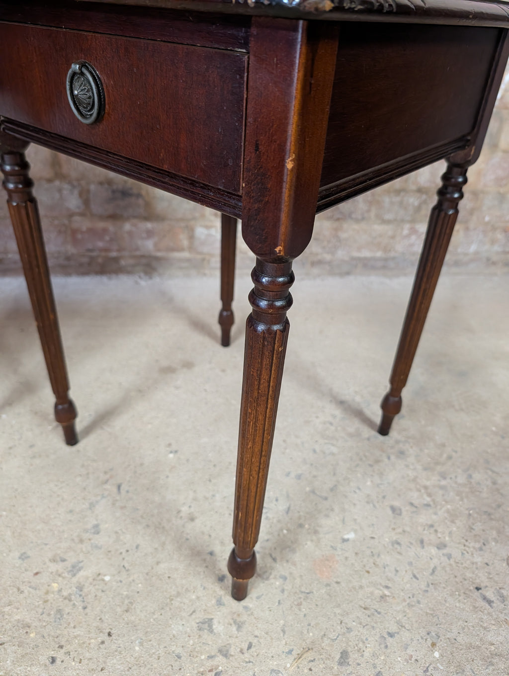 Pair Of Vintage Mahogany Regency Style Leather Top Bedside Tables