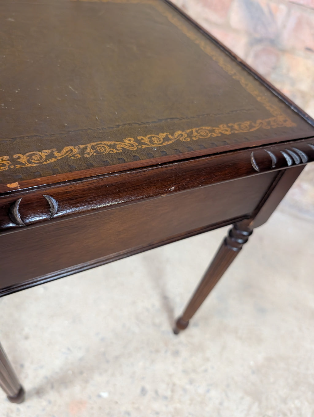 Pair Of Vintage Mahogany Regency Style Leather Top Bedside Tables