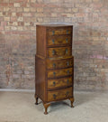 Vintage Queen Anne Style Burr Walnut Chest On Chest Tallboy Chest Of Drawers