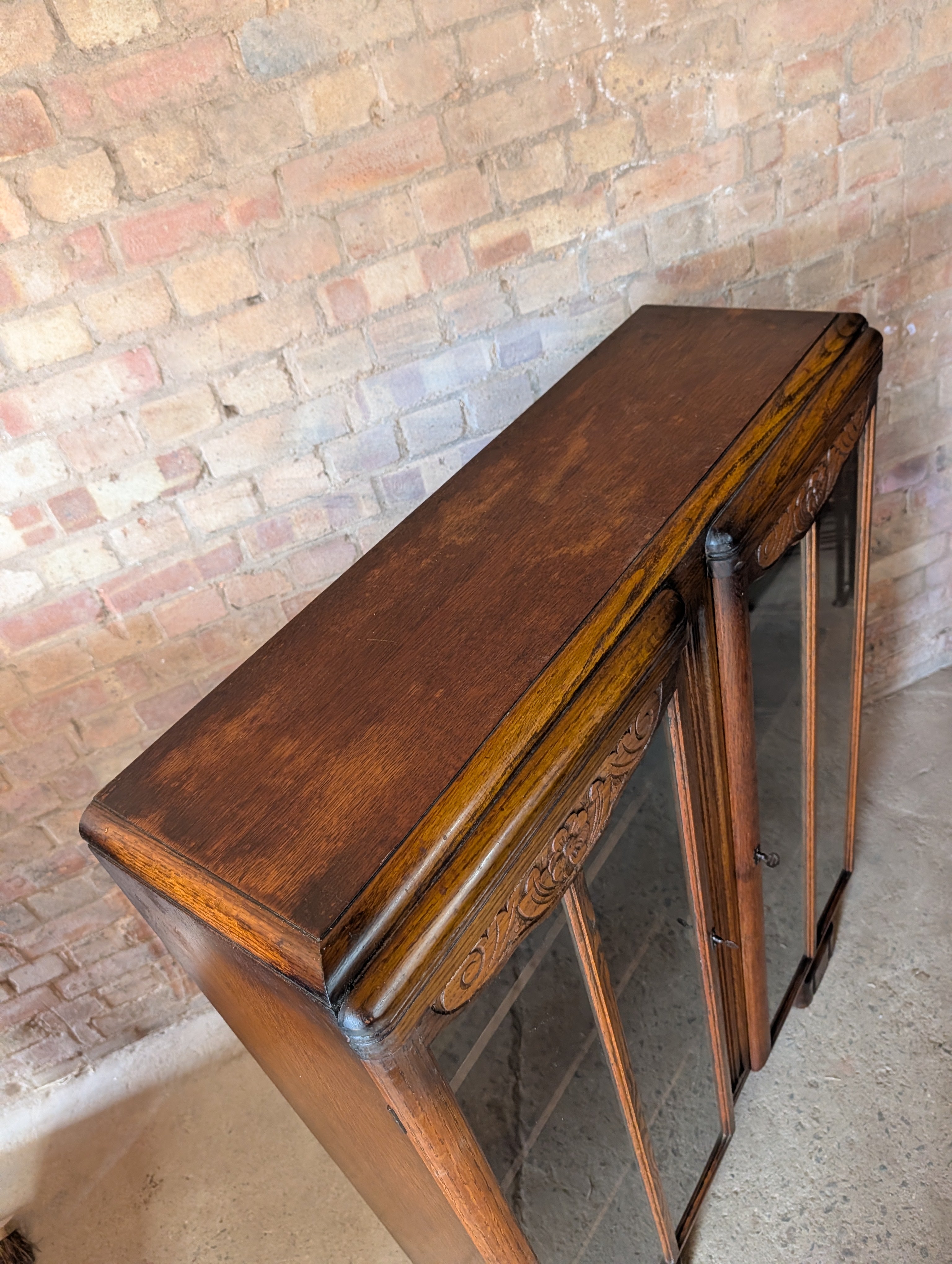 Vintage Oak Art Deco Glazed Bookcase 1930s