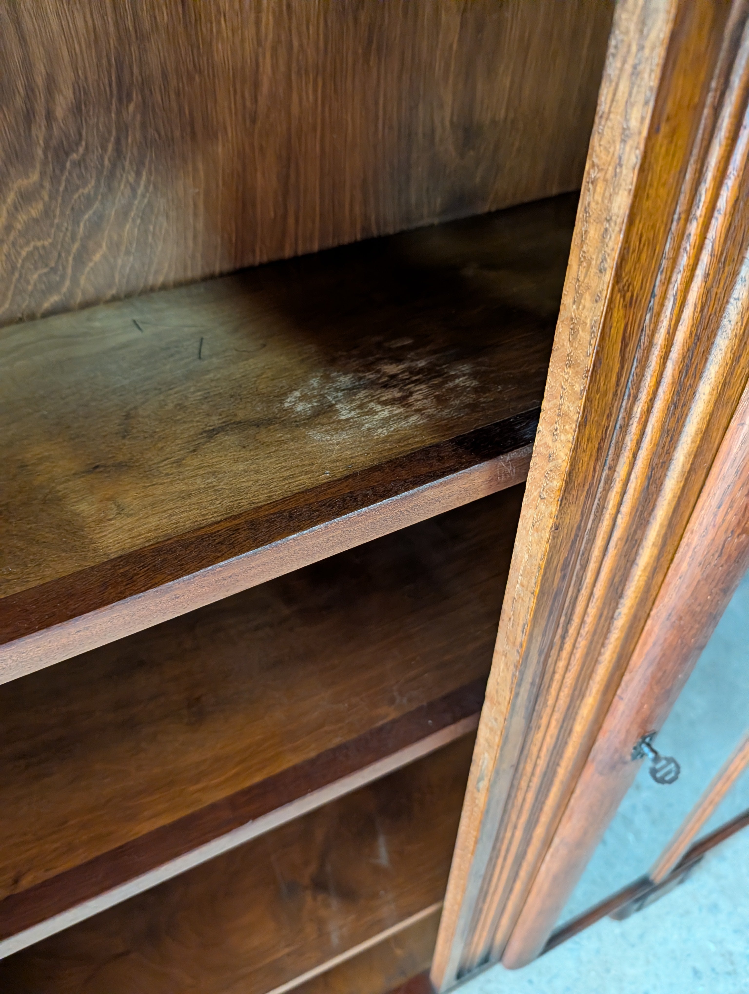 Vintage Oak Art Deco Glazed Bookcase 1930s