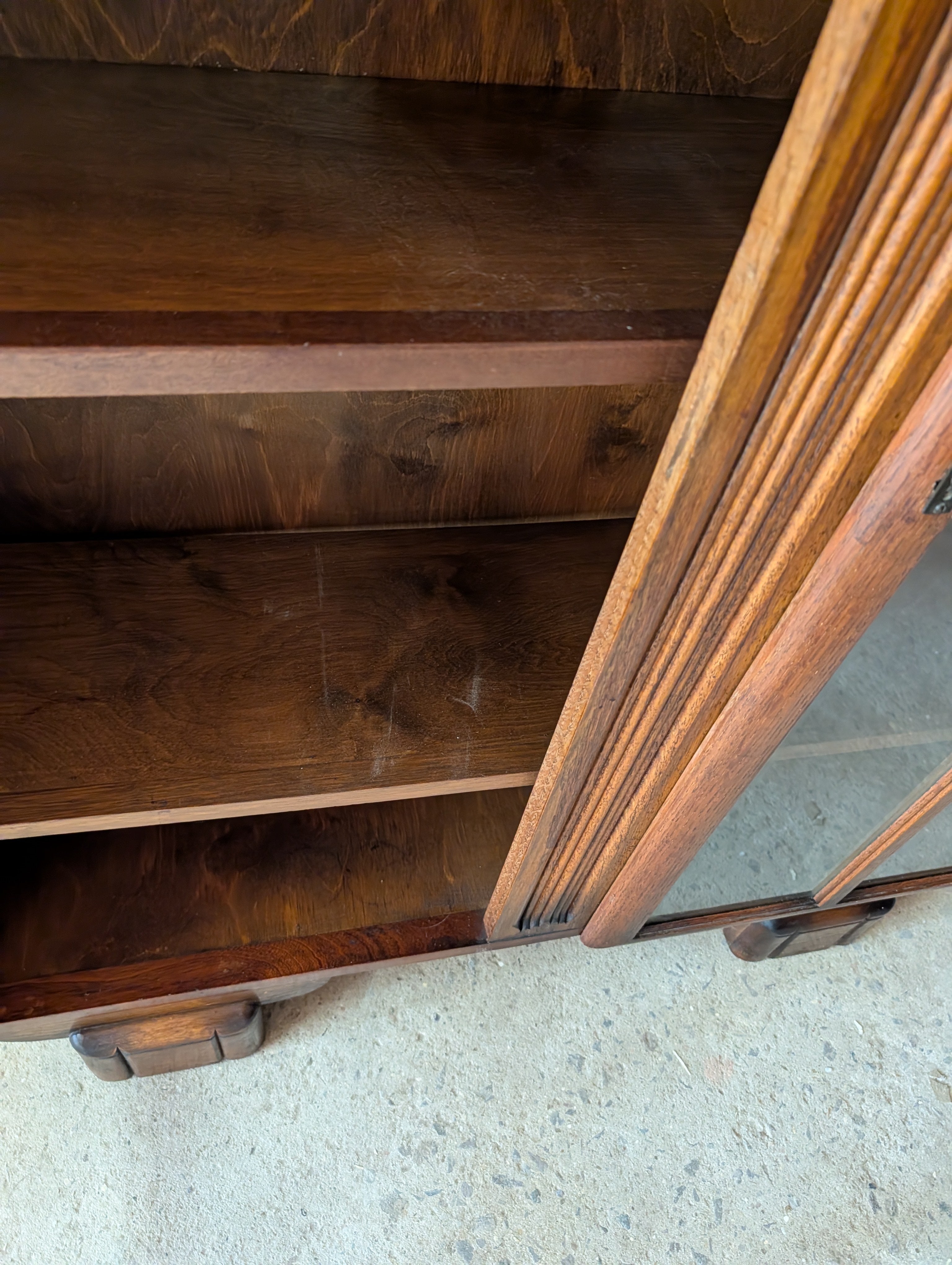 Vintage Oak Art Deco Glazed Bookcase 1930s