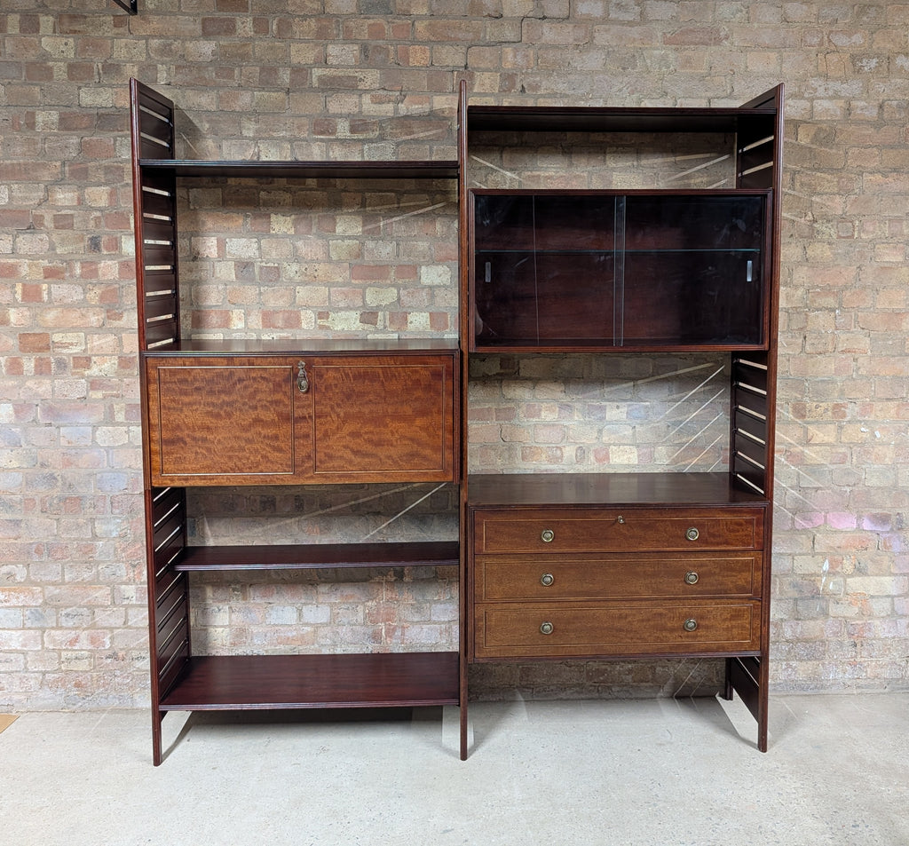 Mid Century Staples Ladderax Mahogany 2 Bay Modular Shelving Unit  - 1970s