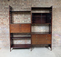 Mid Century Staples Ladderax Mahogany 2 Bay Modular Shelving Unit  - 1970s