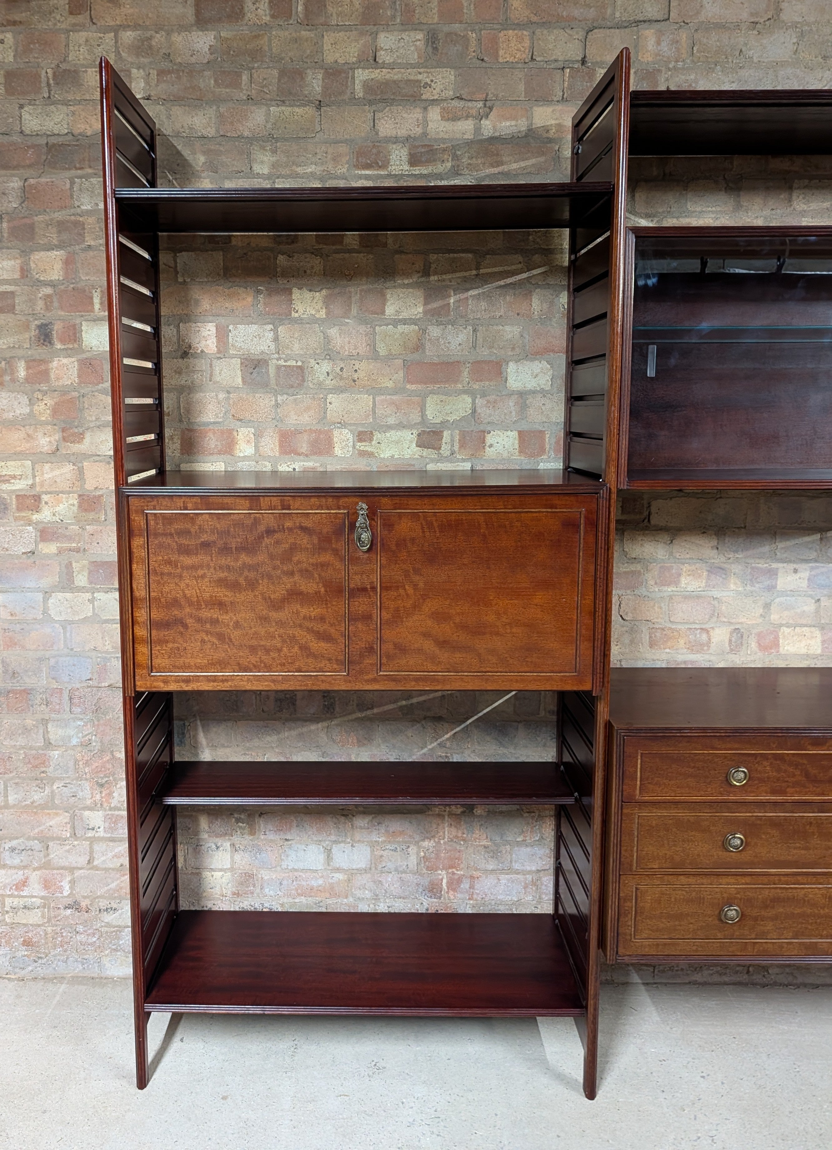 Mid Century Staples Ladderax Mahogany 2 Bay Modular Shelving Unit  - 1970s