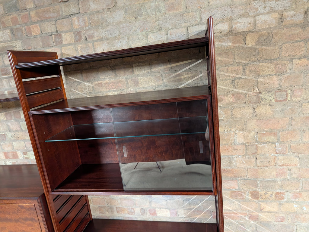 Mid Century Staples Ladderax Mahogany 2 Bay Modular Shelving Unit  - 1970s
