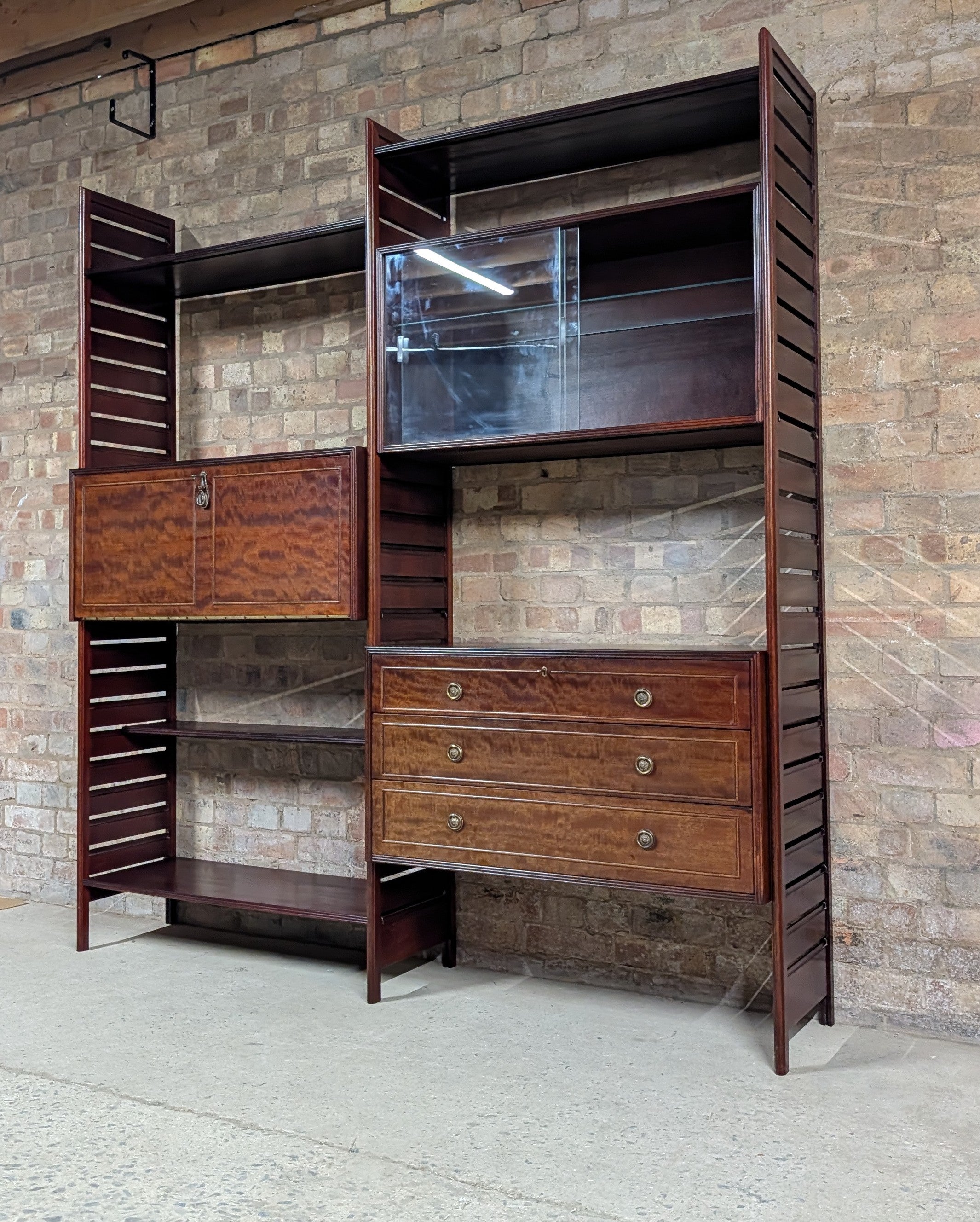 Mid Century Staples Ladderax Mahogany 2 Bay Modular Shelving Unit  - 1970s