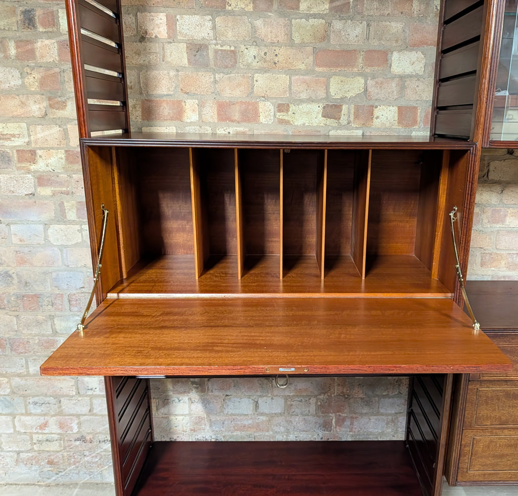Mid Century Staples Ladderax Mahogany 2 Bay Modular Shelving Unit  - 1970s
