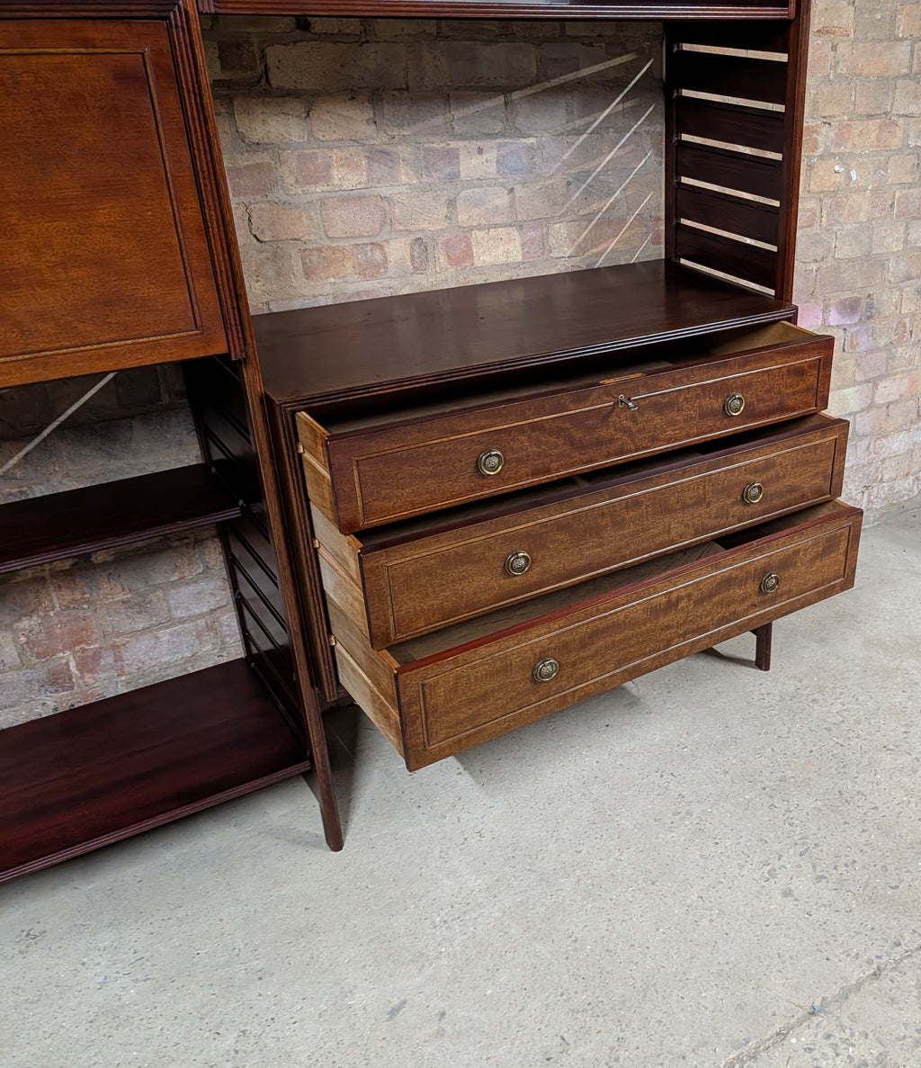 Mid Century Staples Ladderax Mahogany 2 Bay Modular Shelving Unit  - 1970s
