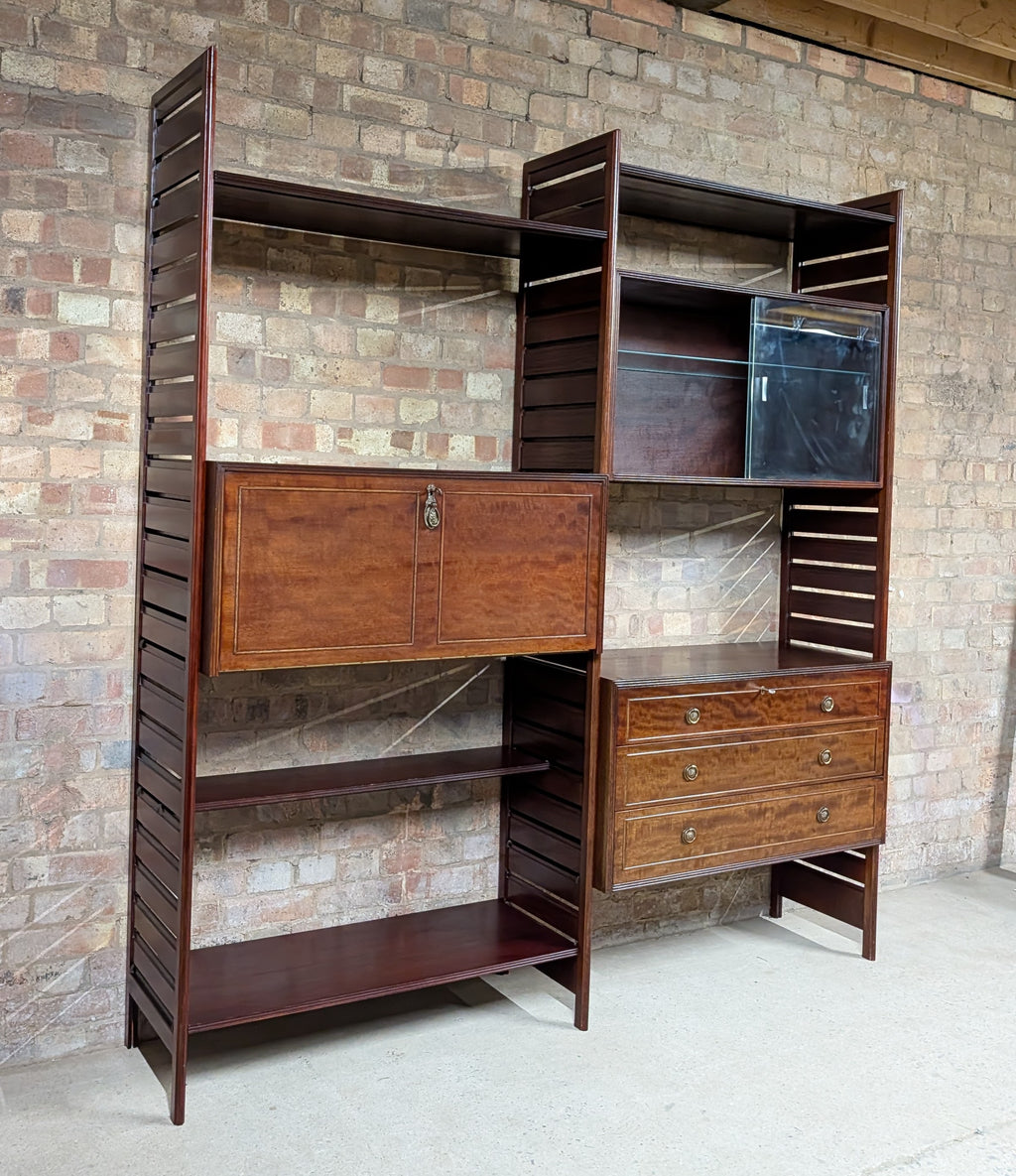Mid Century Staples Ladderax Mahogany 2 Bay Modular Shelving Unit  - 1970s