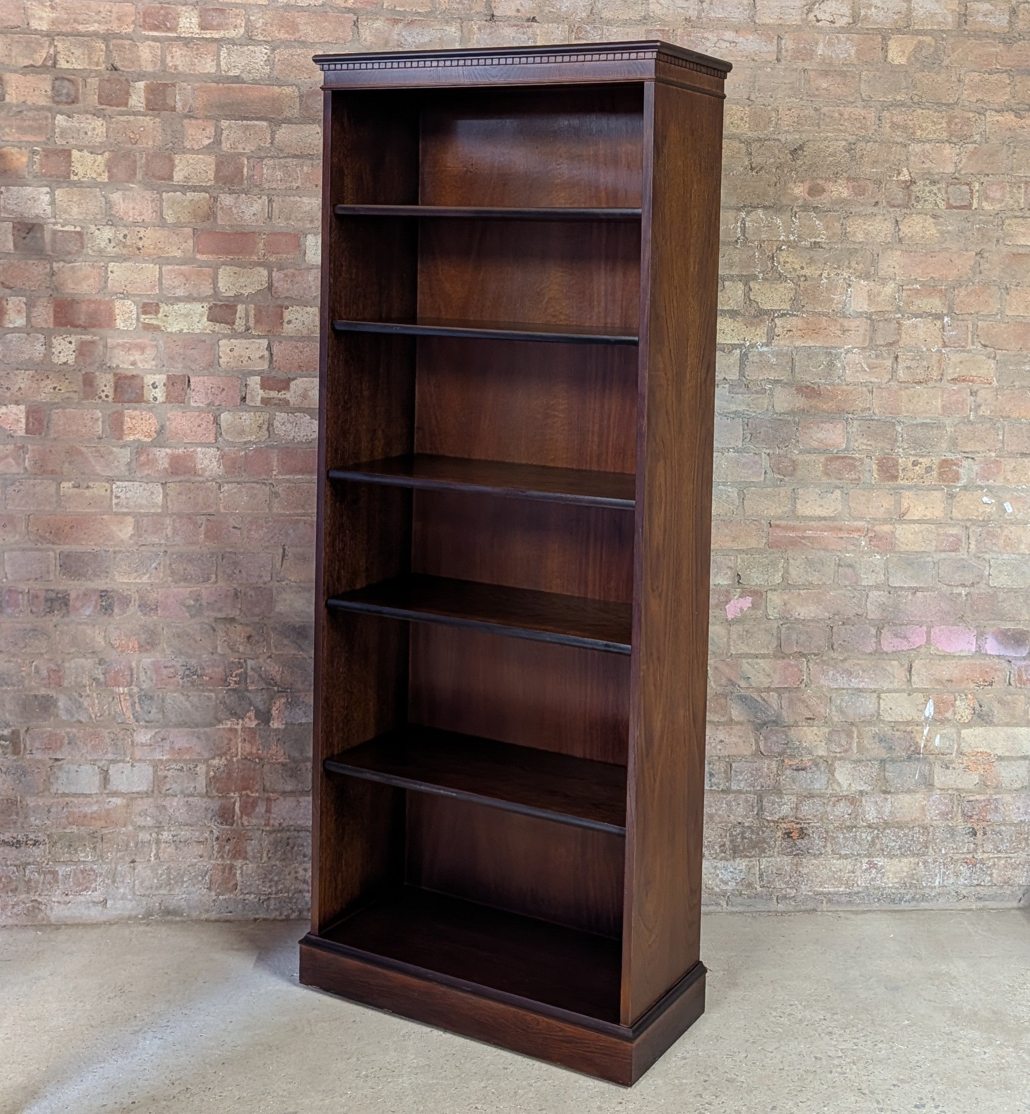Vintage Tall Oak Open Bookcase