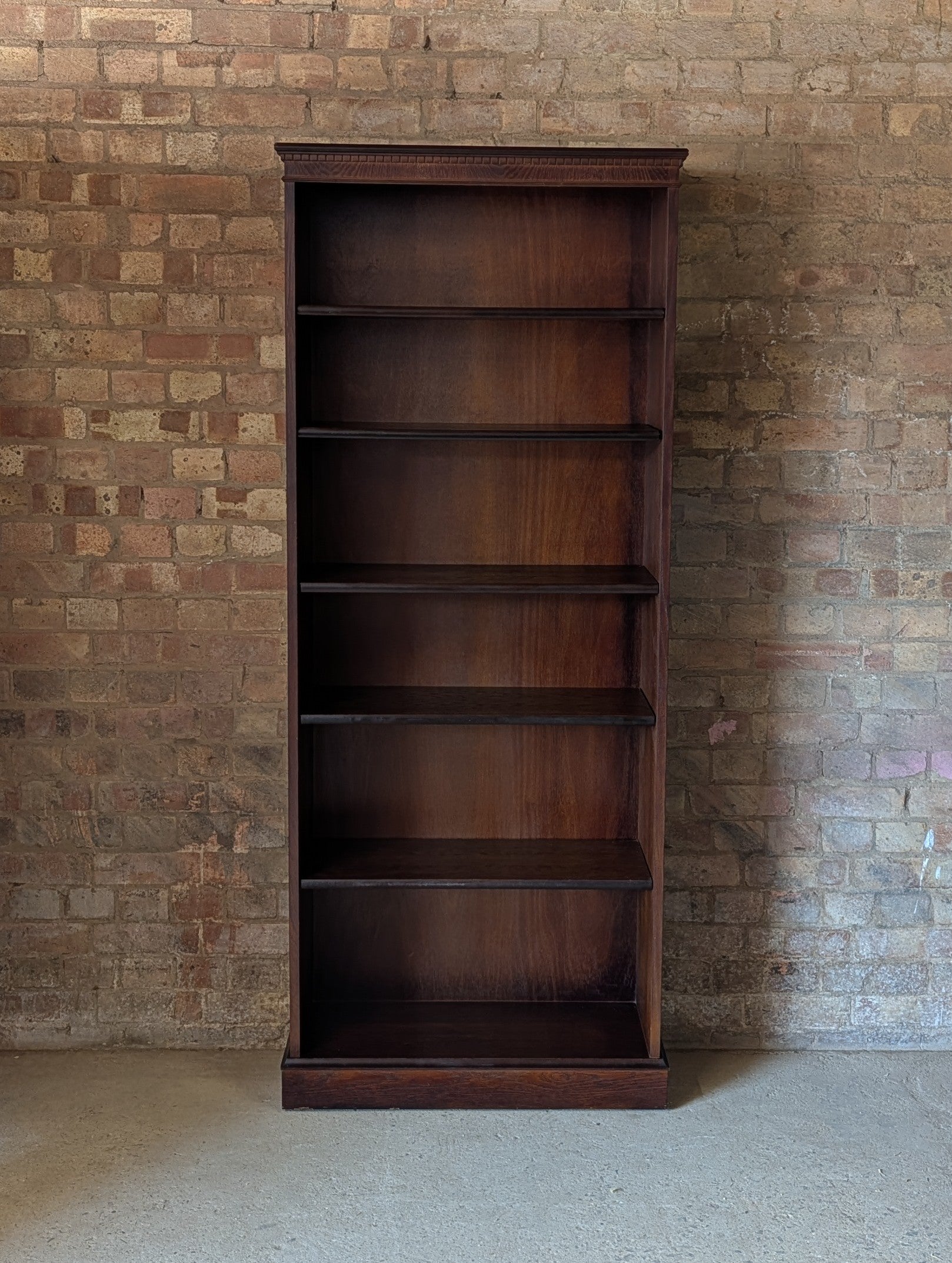 Vintage Tall Oak Open Bookcase