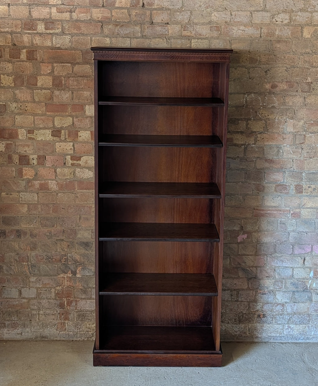 Vintage Tall Oak Open Bookcase
